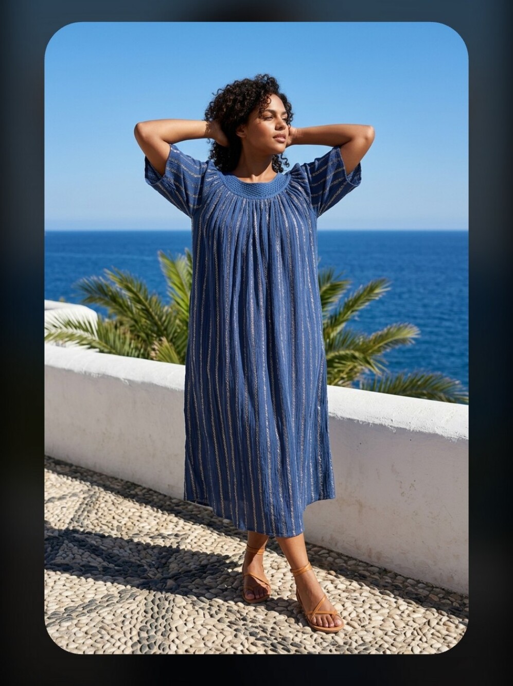 Blue Metalluc Striped Maxi Skirt Dress - By Gypsy Size L